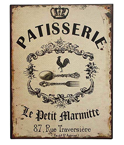 zeitzone Nostalgie Dekoschild Patisserie Blechschild Antik-Stil 33x25cm von zeitzone