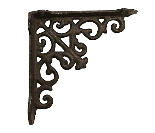 zeitzone Regalträger Rustikal Regalhalter Regalwinkel Gusseisen Antik-Stil Braun 12x12cm von zeitzone