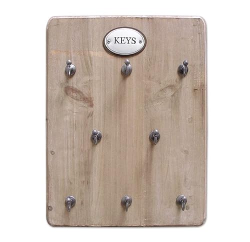 zeitzone Schlüsselbrett Keys 8 Haken Schlüsselkasten Holz Landhausstil Braun 25x33cm von zeitzone