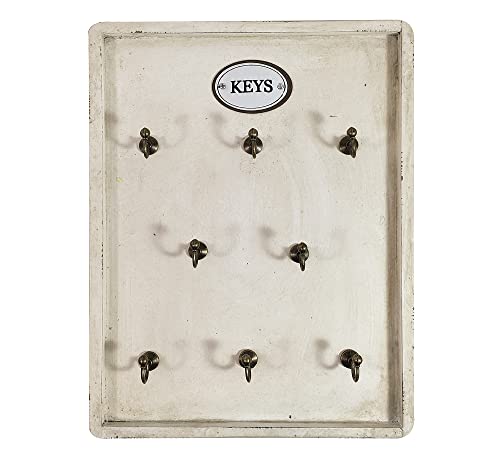 zeitzone Schlüsselbrett Keys 8 Haken Schlüsselkasten Holz Weiß 35x26,5cm von zeitzone