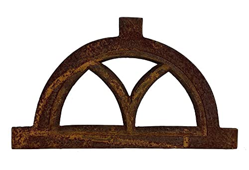 zeitzone Stallfenster Halbrund Gusseisen Rostig Giebelfenster Nostalgie Antik-Stil 20x33cm von zeitzone