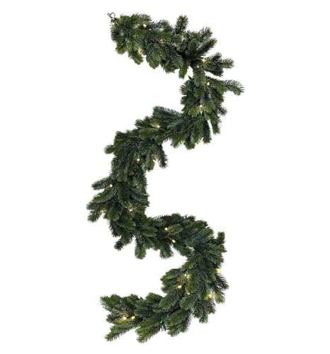 zeitzone Tannengirlande Naturgetreu LED Beleuchtet Weihnachtsgirlande Außenbereich Timer 180cm von zeitzone