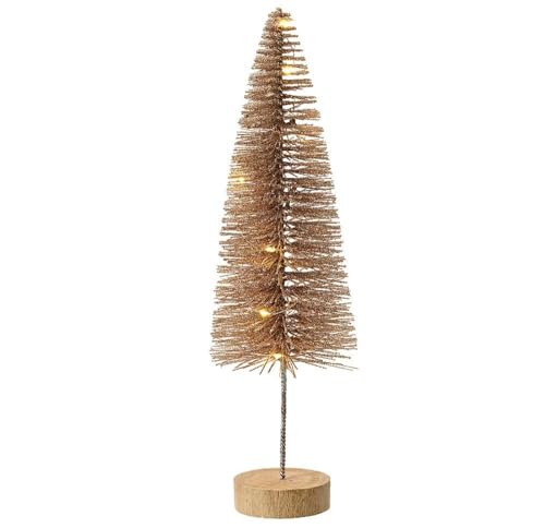 zeitzone Weihnachtsbaum Beleuchtet Mini Tannenbaum Gold Glitzer LED Warmweiß Timer 40cm von zeitzone
