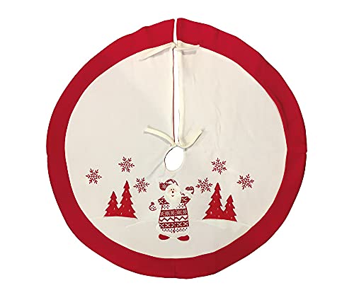 zeitzone Weihnachtsbaumdecke Weihnachtsmann Weiß Rot Christbaum-Unterlage Ø 90cm von zeitzone