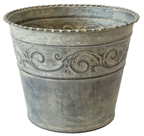 zeitzone Zink Blumentopf Rund Verzierung Vintage-Stil Pflanztopf Landhausstil Grau 16 cm zeitzone Zink Blumentopf Rund Verzierung Vintage-Stil Pflanztopf Landhausstil Grau 16 cm von zeitzone