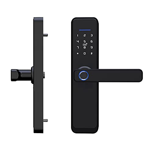 Tuya WiFi Smart Türschloss,Kernzylinder, intelligente Sicherheit,für rechte oder linke Tür,Sperren oder Entsperren durch Tastatur/App/Fingerabdruck/Passwort/Smart-Karte NFC (50mm Dual 180mm) von zemismart