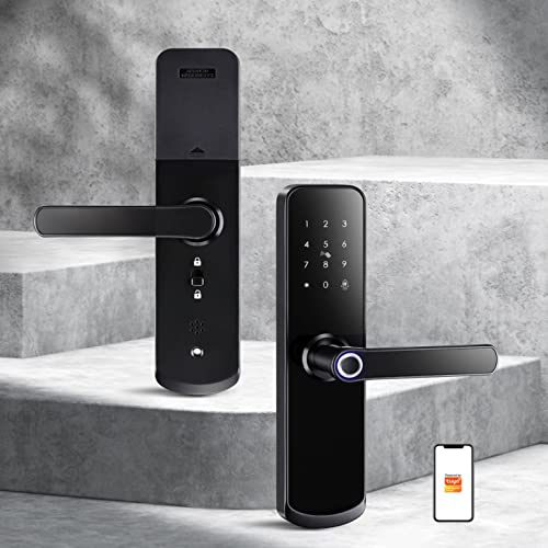 Zemismart Tuya WiFi Smart Biometrischer Fingerabdruck Türschloss Türklingel Benachrichtigung Haussicherheit Elektronisches Schloss App Fernbedienung Keyless Connected Smart Door Lock (60 85 Mortise) von zemismart