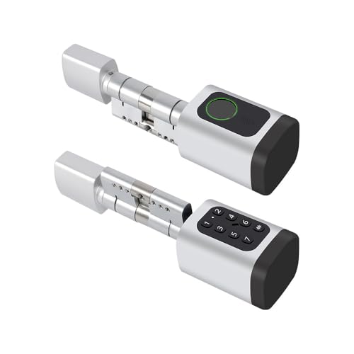 zemismart Tuya Bluetooth Smart Türschloss 60mm Zylinderschloss 30/30 DIY Fingerabdruck Elektronisches Schloss Kern APP Fernbedienung IC Karte Schlüssel Entriegeln Tuya APP Fernbedienung (Silber 60mm) von zemismart