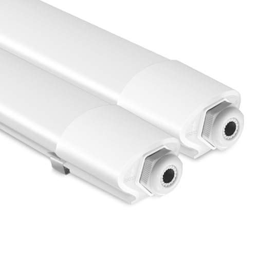 zemty 2 Stücke Feuchtraumleuchte LED Röhre 120CM, 3000K/4000K/6500K 36W 3960LM LED Deckenleuchte, IP65 Wasserfest Lichtleiste für Kellerlampe, Werkstattlampe, Küchenlampe, Badlampe von zemty