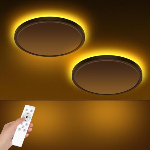 zemty 24W LED Deckenleuchte Dimmbar, 29CM 2400LM Deckenlampe mit Fernbedienung, Groß Flach Deckenleuchte Rund mit nachtlichtfunktion für Schlafzimmer Wohnzimmer Kinderzimmer(Weiß,2Stücke) von zemty