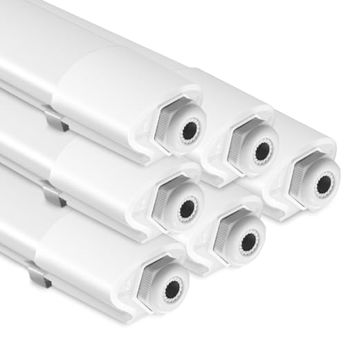 zemty 6 Stücke Feuchtraumleuchte LED Röhre 120CM, 3000K/4000K/6500K 36W 3960LM LED Deckenleuchte, IP65 Wasserfest Lichtleiste für Kellerlampe, Werkstattlampe, Küchenlampe, Badlampe von zemty