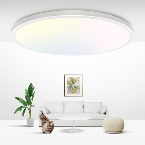 zemty Deckenlampe LED Deckenleuchte Flach Rund - Ø29.5CM 28W 6000K 3100LM Natürliches Weiß Modern Badezimmer lampe Küchenlampe, Badlampe Decke für Bad Flur Schlafzimmer Kinderzimmer Keller Wohnzimmer von zemty