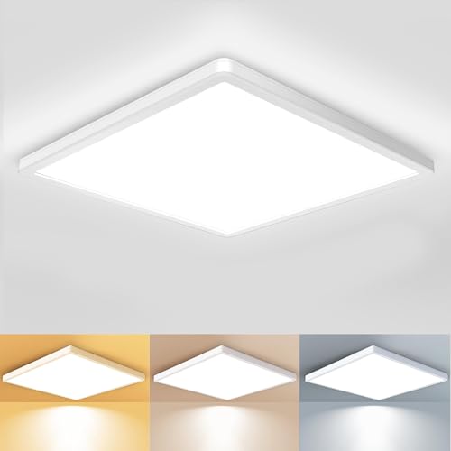 zemty LED Deckenleuchte Flach 28W 29.5cm, 2650LM 5000K Deckenlampe Eckig Panel Neutralweiß Ultra Dünn Lampen Deckenlampen IP44 Wasserdicht Badezimmer Modern Lampe Decke für Bad Schlafzimmer Küche Flu von zemty