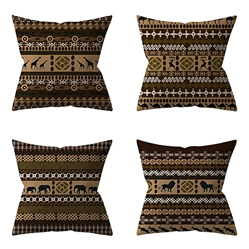 4er-Set Dekorativ Kissenbezug 40x40cm Afrikanische Nation Leinen Kissenbezüge Dekokissen Quadrat Doppelseitig Kissenhülle Sofakissen Set Kissen Fall für Auto Wohnzimmer Schlafzimmer Zuhause Dekor von zenagg