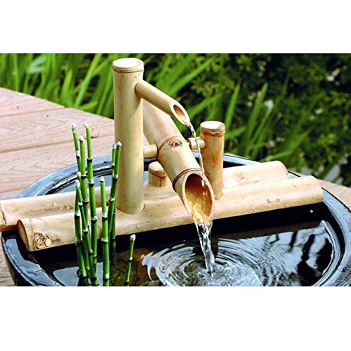 Garten Bambus Wasserspiel Wasserspiel Auslauf mit Pumpe Gartendekoration Wasserfall Outdoor Japanisches Garten Feature (35cm) von zenggp