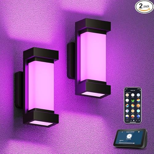 Intelligente Wandleuchte, Moderne RGB-Außenwandleuchten Mit 16 Millionen Farben Und Musiksynchronisation, Mit APP-/Google-/Alexa-Assistent-Steuerung Für Galerie Flur Veranda Wohnzimmer(2 pieces) von zenggp