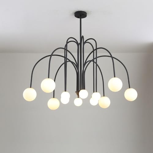 Mid Century Sputnik Kronleuchter, Moderner Nordischer Bogen-Kronleuchter Mit Milchweißen Glaskugelschirmen Und G9-Sockel, Für Schlafzimmer Wohnzimmer Foyer Esszimmer Kücheninsel(Size:12 lights,Color:B von zenggp