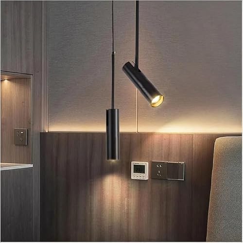 zenggp Moderner Strahler, Kronleuchter Mit Warmer Glühbirne, Deckenleuchte Mit Höhenverstellbarem Hängeseil, GU10-Schnittstelle Für Schlafzimmer Arbeitszimmer Küche Studio(Black 2 Heads) von zenggp