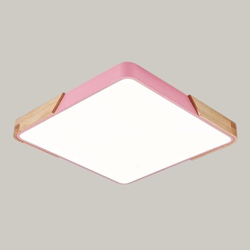 zenggp Quadratische Deckenleuchte, Dimmbare, Flache Leuchte Mit 3 Lichtfarben, Mit Metall Und Acrylschirm, Halbbündige Montage, Für Schlafzimmer Arbeitszimmer Und Flur(Size:50cm,Color:Pink) von zenggp