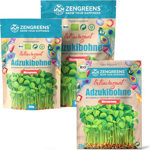 ZenGreens® - Bio Azukibohnen Samen - Wähle zwischen 10g, 200g und 500g - Adzukibohnen mit Keimrate von über 97% - Azuki Keimsprossen - Adzuki Rote Bohnen Sprossenzucht von zengreens
