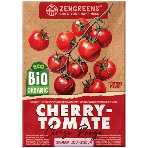 ZenGreens® - Bio Cherry-Tomaten Samen - Cherry-Tomatesamen - Gemüsesamen für den einfachen Anbau im Garten, Balkon oder Hochbeet - Gemüse Saatgut - Kirschtomate - Red Cherry von zengreens