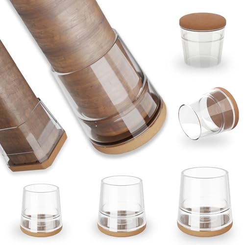 24 Stück Stuhlbeinkappen, Schutzkappen für Stuhlbeine, Versch. Größen Transparent Bodenschoner mit Filzgleiter für Stühle – Bodenschutz für Holzböden Fliesen rutschfest Rund für 30-36mm Stuhlbeine von zenlavia