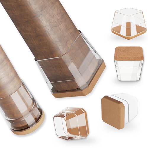 24 Stück Stuhlbeinkappen, Schutzkappen für Stuhlbeine, Transparent Bodenschoner mit Filzgleiter für Stühle – Geräuschloser Bodenschutz für Holzböden Fliesen rutschfest Quadrat 19-23mm von zenlavia