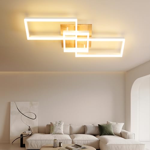 LED Deckenleuchte 48W Dimmbar mit Fernbedienung – Moderne Deckenlampe in Geometrischem Design & Holzoptik, 79x40cm, 4800lm, 3000-6500K, Timer, Memory, Nachtlicht für Wohnzimmer Schlafzimmer LED Deckenleuchte 48W Dimmbar mit Fernbedienung – Moderne Deckenlampe in Geometrischem Design & Holzoptik, 79x40cm, 4800lm, 3000-6500K, Timer, Memory, Nachtlicht für Wohnzimmer Schlafzimmer von zenlavia