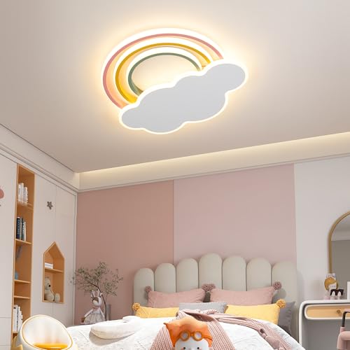 LED Kinderzimmer Deckenlampe Regenbogen Wolken Ø40cm, 40W 3400LM Dimmbar mit Fernbedienung & Schalter, 3000K-6500K, Nachtlicht & Timer, Deckenleuchte für Babyzimmer Schlafzimmer Spielzimmer LED Kinderzimmer Deckenlampe Regenbogen Wolken Ø40cm, 40W 3400LM Dimmbar mit Fernbedienung & Schalter, 3000K-6500K, Nachtlicht & Timer, Deckenleuchte für Babyzimmer Schlafzimmer Spielzimmer von zenlavia