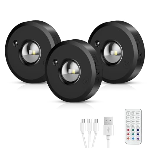 Vitrinenbeleuchtung LED Kabellos mit 1500mAh Akku & Fernbedienung – Aufladbare Schrankbeleuchtung Indirekte Beleuchtung RGB Spot Batterie， Magnetisch Timer für Küchenschränke Regale 3000K/4500K/6000K von zenlavia