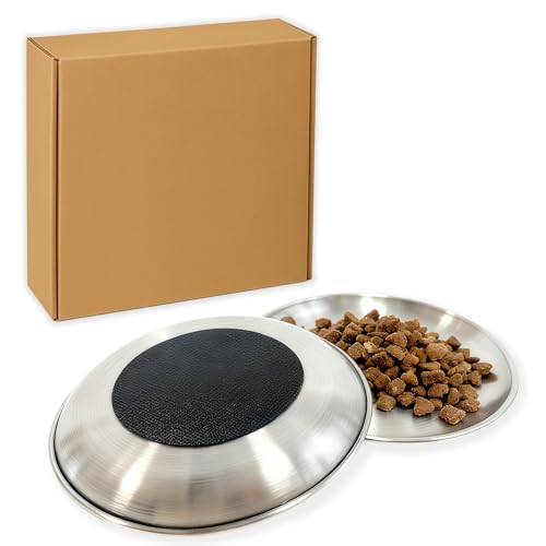 2er Set Katzennapf Edelstahl 17cm, 304 Katzennäpfe flach schnurrhaar futternapf Katze mit Rutschfester Silikonunterseite und Reinigungstuch, fressnapf für Katzen Nassfutter Trockenfutter Indoor 2er Set Katzennapf Edelstahl 17cm, 304 Katzennäpfe flach schnurrhaar futternapf Katze mit Rutschfester Silikonunterseite und Reinigungstuch, fressnapf für Katzen Nassfutter Trockenfutter Indoor von zeostmont