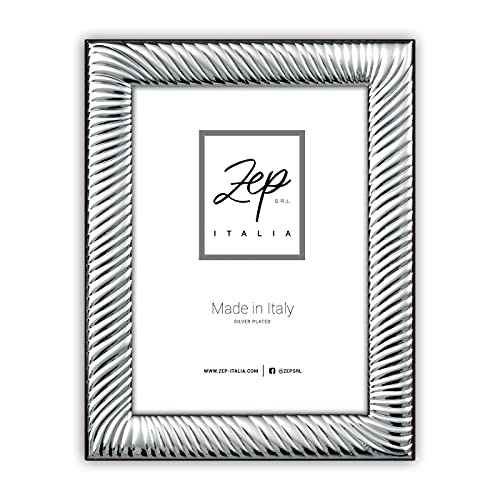 zep srl VOLTERRA Tischrahmen aus Silver Plated für Fotos 15 x 20, horizontal positionierbar, versilbert, hergestellt in Italien von Zep
