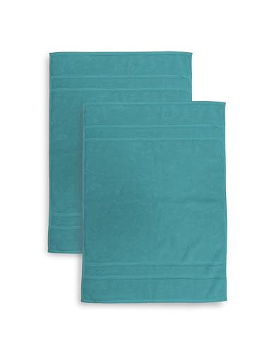 2 Badematten aus Frottee, Größe 50 x 70 cm, saugfähig, 650 g/m², maschinenwaschbar, schnell trocknend, Farbe Aquamarin von zer0bed