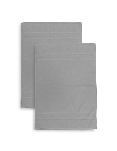 2 Badematten aus Frottee, Größe 50 x 70 cm, saugfähig, 650 g/m², maschinenwaschbar, schnell trocknend, Farbe Grau von zer0bed