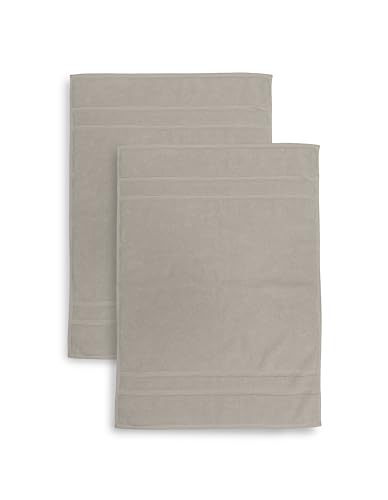 2 Badematten aus Frottee, Größe 50 x 70 cm, saugfähig, 650 g/m², maschinenwaschbar, schnelltrocknend, Farbe Taupe von zer0bed