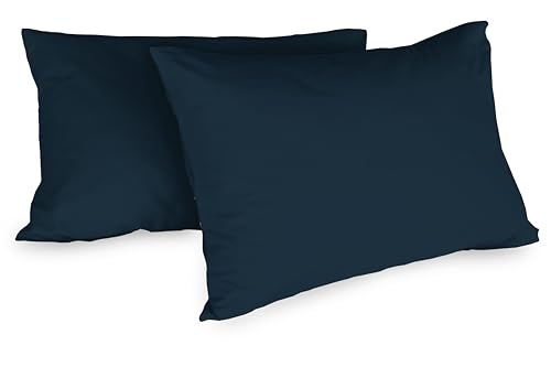 Zer0bed, 1 Paar Kissenbezüge aus Baumwolle, 52 x 80 cm, Blau, 2 Stück, einfarbig, 100% Baumwolle, Bettkissen, Umschlagverschluss Zer0bed, 1 Paar Kissenbezüge aus Baumwolle, 52 x 80 cm, Blau, 2 Stück, einfarbig, 100% Baumwolle, Bettkissen, Umschlagverschluss von zer0bed