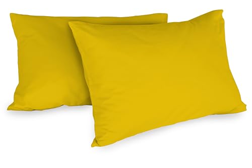 Zer0bed, 1 Paar Kissenbezüge aus Baumwolle, 52 x 80 cm, Gelb, 2 Stück, einfarbig, 100% Baumwolle, Bettkissen, Umschlagverschluss Zer0bed, 1 Paar Kissenbezüge aus Baumwolle, 52 x 80 cm, Gelb, 2 Stück, einfarbig, 100% Baumwolle, Bettkissen, Umschlagverschluss von zer0bed