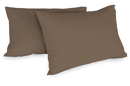 Zer0bed, Paar Kissenbezüge aus Baumwolle, 52 x 80 cm, Dunkelbraun, 2er-Set, einfarbig, 100% Baumwolle, Kissen, Hotelverschluss von zer0bed