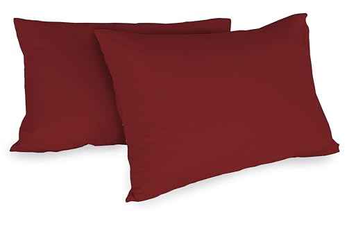 Zer0bed, Paar Kissenbezüge aus Baumwolle, 52 x 80 cm, Sangria, 2er-Set, einfarbig, 100% Baumwolle, Kissen für Bett, Hotelverschluss von zer0bed