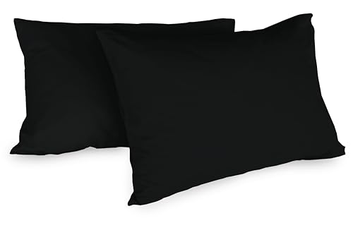 Zer0bed, Paar Kissenbezüge aus Baumwolle, 52 x 80 cm, Schwarz, 2 Stück, einfarbig, 100% Baumwolle, Kissen für Bett, Hotelverschluss von zer0bed