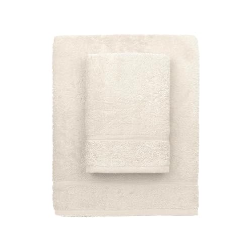 zer0bed, Badetücher, Creme, Elfenbein, Set mit 2 Badetüchern, Gesichtstuch, Bidet-Handtuch, einfarbig, Creme Elfenbein, 100% Baumwolle, Set 2 Stück von zer0bed