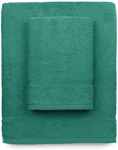 zer0bed, Aqua Green Badetücher 2er Set Badetücher Gesichtshandtuch Bidet-Handtuch Uni Blaugrün 100% Baumwolle 2er Set von zer0bed