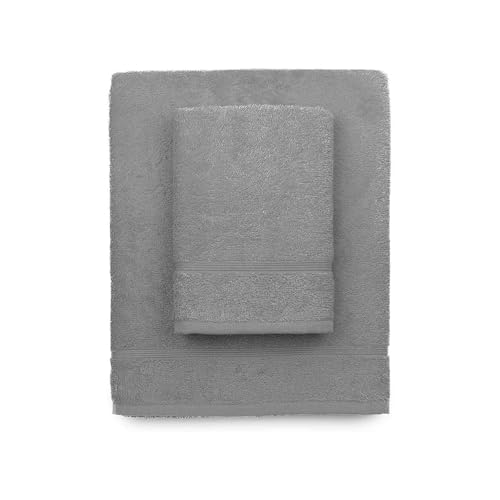 zer0bed, Graue Badetücher 2er Set Badetücher Gesichtshandtuch Bidet Handtuch Einfarbig Grau 100% Baumwolle 2er Set von zer0bed