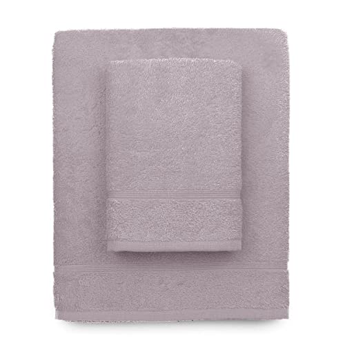 Zerobed | Handtuch + Gästehandtuch aus einfarbigem Frottee | Schwamm-Set | 100% Baumwolle lila von zer0bed
