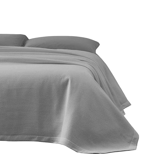 Zerobed Jacquard-Tagesdecke für Einzelbett, aus Baumwolle, einfarbig, Grau von zer0bed