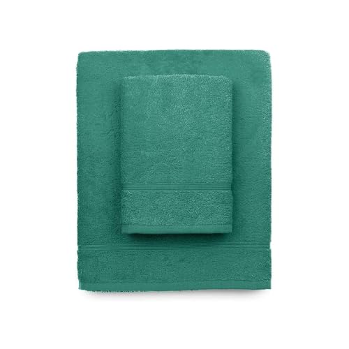 zer0bed, Aqua Green Badetücher 2er Set Badetücher Gesichtshandtuch Bidet-Handtuch Uni Blaugrün 100% Baumwolle 2er Set von zer0bed