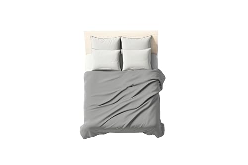 zer0bed, Bettlaken für Doppelbett, einfarbig, 100% Baumwolle, 260 x 290 cm, Grau, 1 Stück (nur Oberlaken) von zer0bed