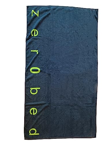 zer0bed, Strandtuch aus Frottee, Baumwolle, Blau, 90 x 170 cm, Badetuch, Pooltuch, 100% Baumwolle, Jacquard, Logo von zer0bed