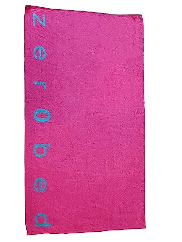 zer0bed, Strandtuch aus Frottee, Baumwolle, Fuchsia, 90 x 170 cm, Badetuch, Pooltuch, 100% Baumwolle, Jacquard, Logo von zer0bed