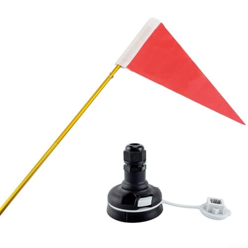 119,9 cm für Kajak-Sicherheits-Flaggen-Basis-Set, rote Flagge mit Fahnenmast und Installationsteilen von zeroupshop